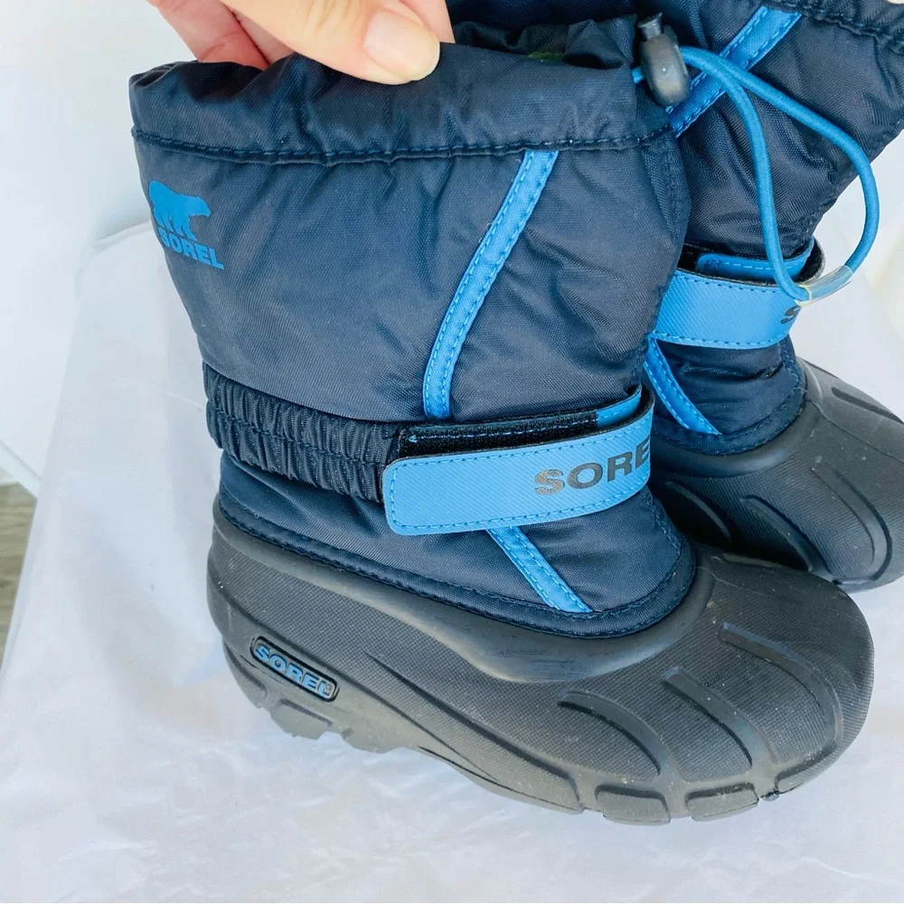 SOREL kids size 12 snow boots rain winter blue